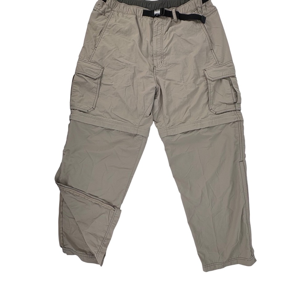 REI Sahara Mens L x 30 Convertible Hiking Pants Khaki Tan Nylon UPF 50+ Zip Off